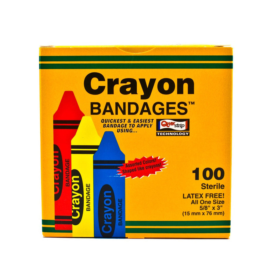 ASO Kid Design (Assorted Crayon) Adhesive Strip, 3/4 x 3 Inch-Adhesive Strip ASO 3/4 X 3 Inch Plastic Rectangle Kid Design (Assorted Crayon) Sterile