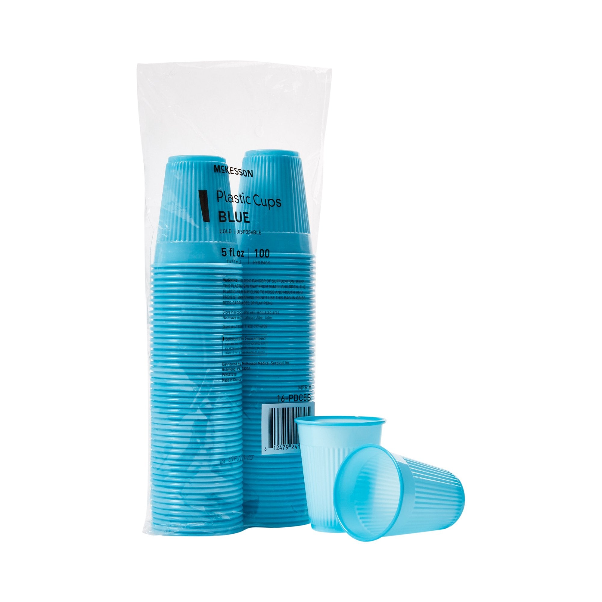 McKesson Polypropylene Drinking Cups, Disposable, 5 oz, Blue-Drinking Cup McKesson 5 oz. Blue Polypropylene Disposable