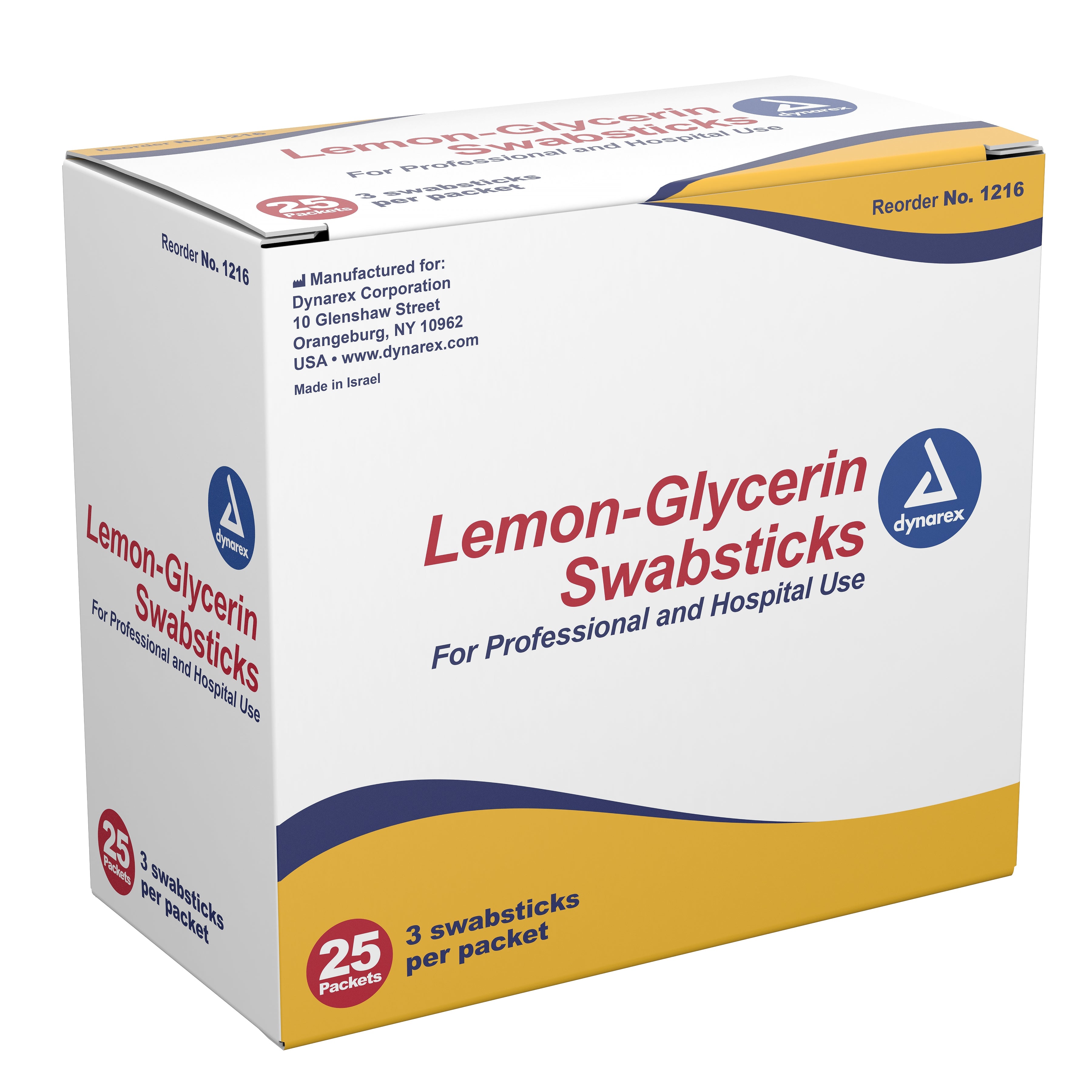 dynarex� Lemon-Glycerin Oral Swabsticks-Lemon Glycerin Swabstick Dynarex� Foam Tip 3 per Pack