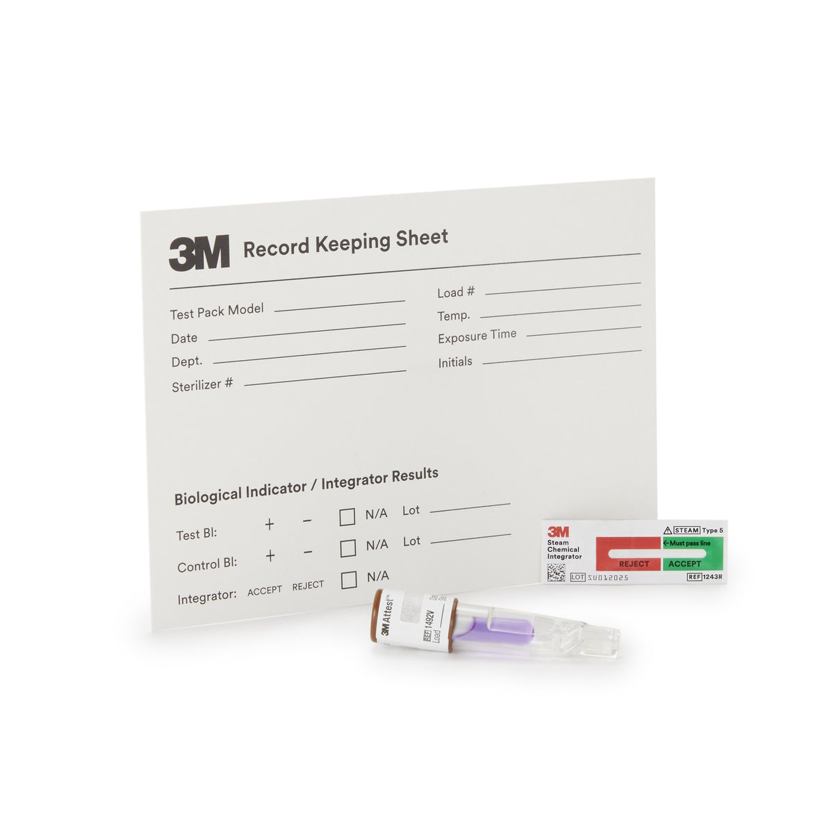 3M Attest Super Rapid 5 Steam-Plus Sterilization Biological Indicator Challenge Pack-Attest Super Rapid 5 Steam-Plus Sterilization Indicator Challenge Pack Steam 2 Inch Length