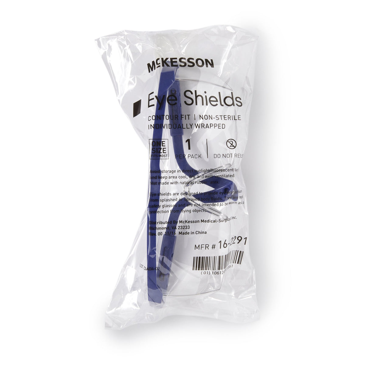 McKesson Protective Eyewear-Protective Glasses McKesson Brand Side Shield Clear Tint Blue / Clear Frame Over Ear One Size Fits Most