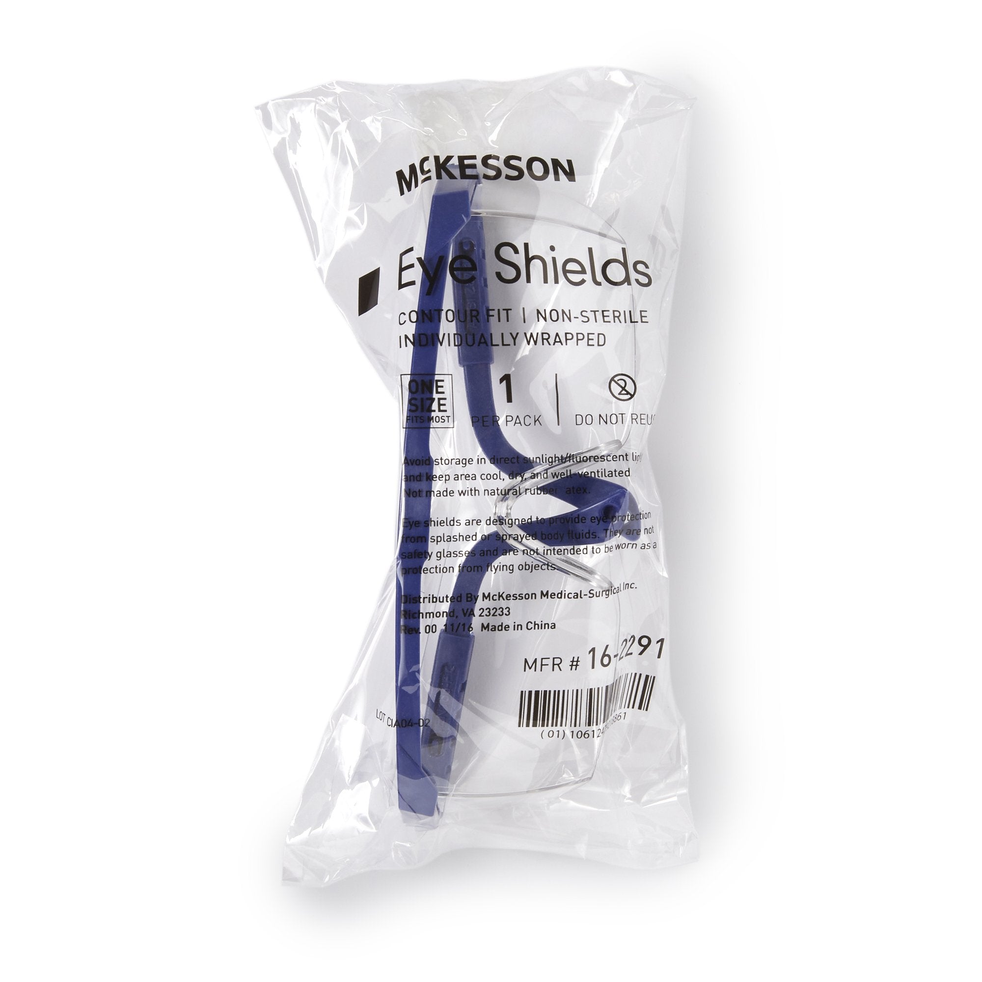 McKesson Protective Eyewear-Protective Glasses McKesson Brand Side Shield Clear Tint Blue / Clear Frame Over Ear One Size Fits Most