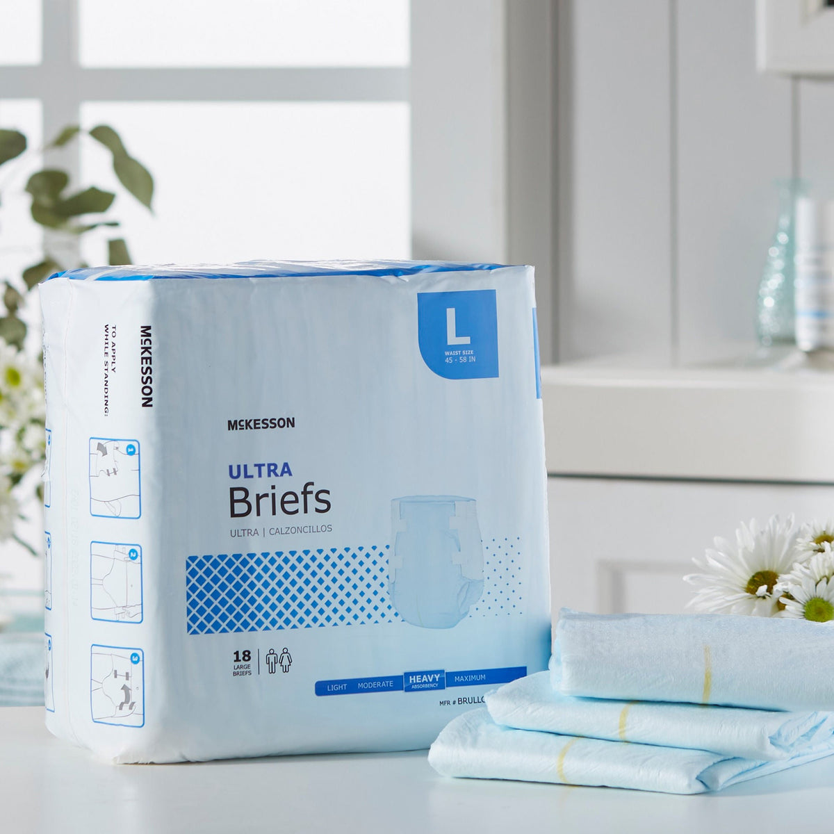 McKesson Ultra Heavy Absorbency Incontinence Brief, Large - Incontinence>Adult Briefs and Protective Undergarments - McKes...
