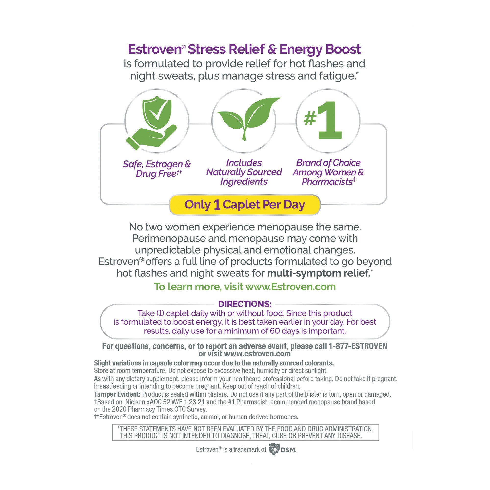 Estroven® Once Daily Menopause Relief Stress Relief & Energy Boost Caplets