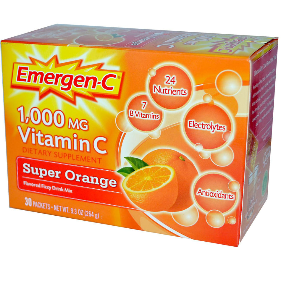 Emergen-C Vitamin C Drink Mix, Super Orange Flavor-Oral Supplement Emergen-C Daily Immune Support Super Orange Flavor Powder 0.30 oz. Individual Packet