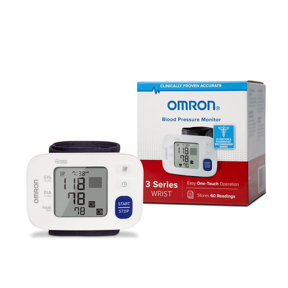 Omron 3 Series Digital Blood Pressure Wrist Unit, Automatic Inflation, Adult, Large Cuff-Home Automatic Digital Blood Pressure Monitor Omron3 Series Large Cuff Nylon Cuff 23 - 40 cm Wrist