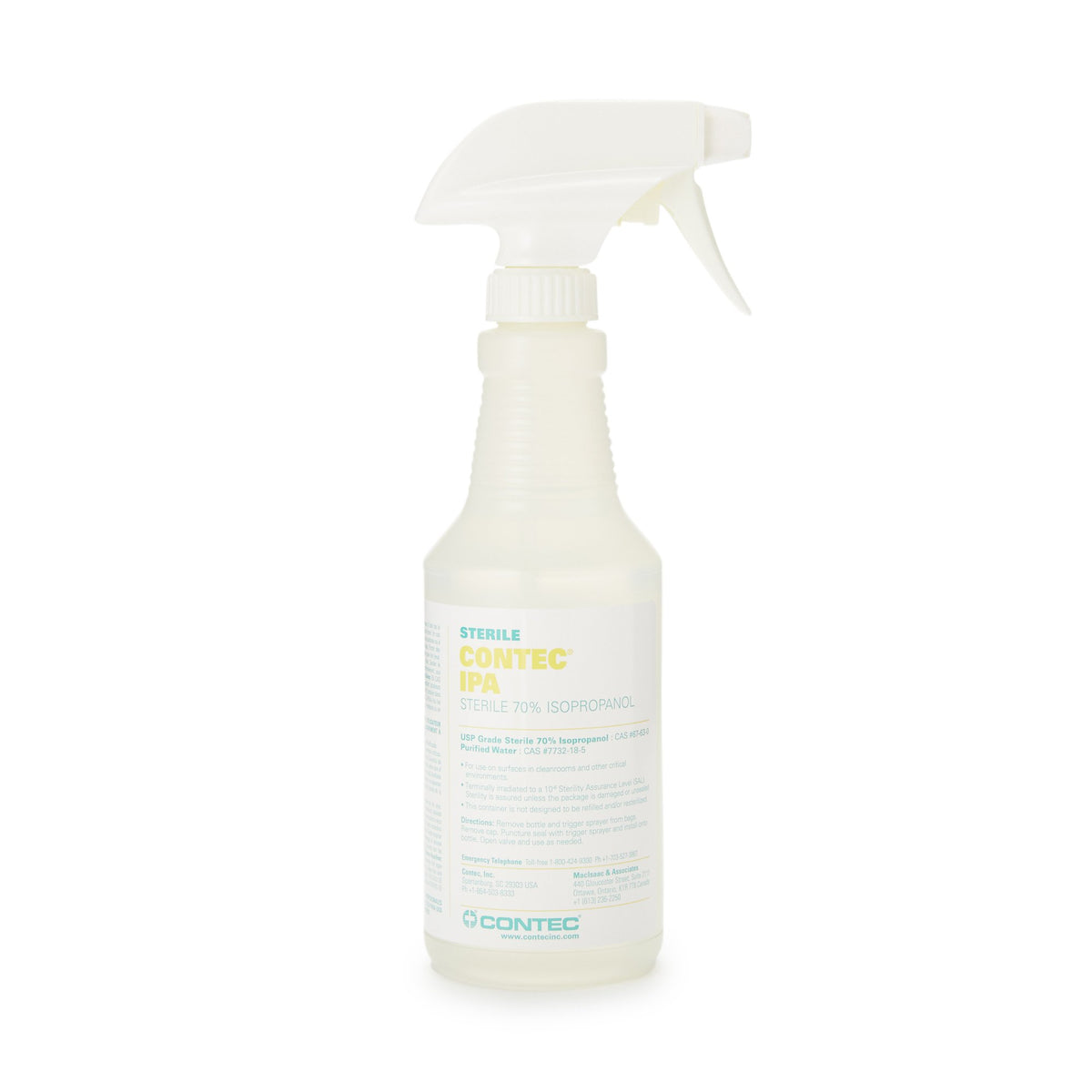 Contec Isopropyl Alcohol Surface Disinfectant Spray, 16 oz.-Contec Sterile 70% IPA Surface Disinfectant Cleaner Alcohol Based Trigger Spray Liquid 16 oz. Bottle Alcohol Scent Sterile