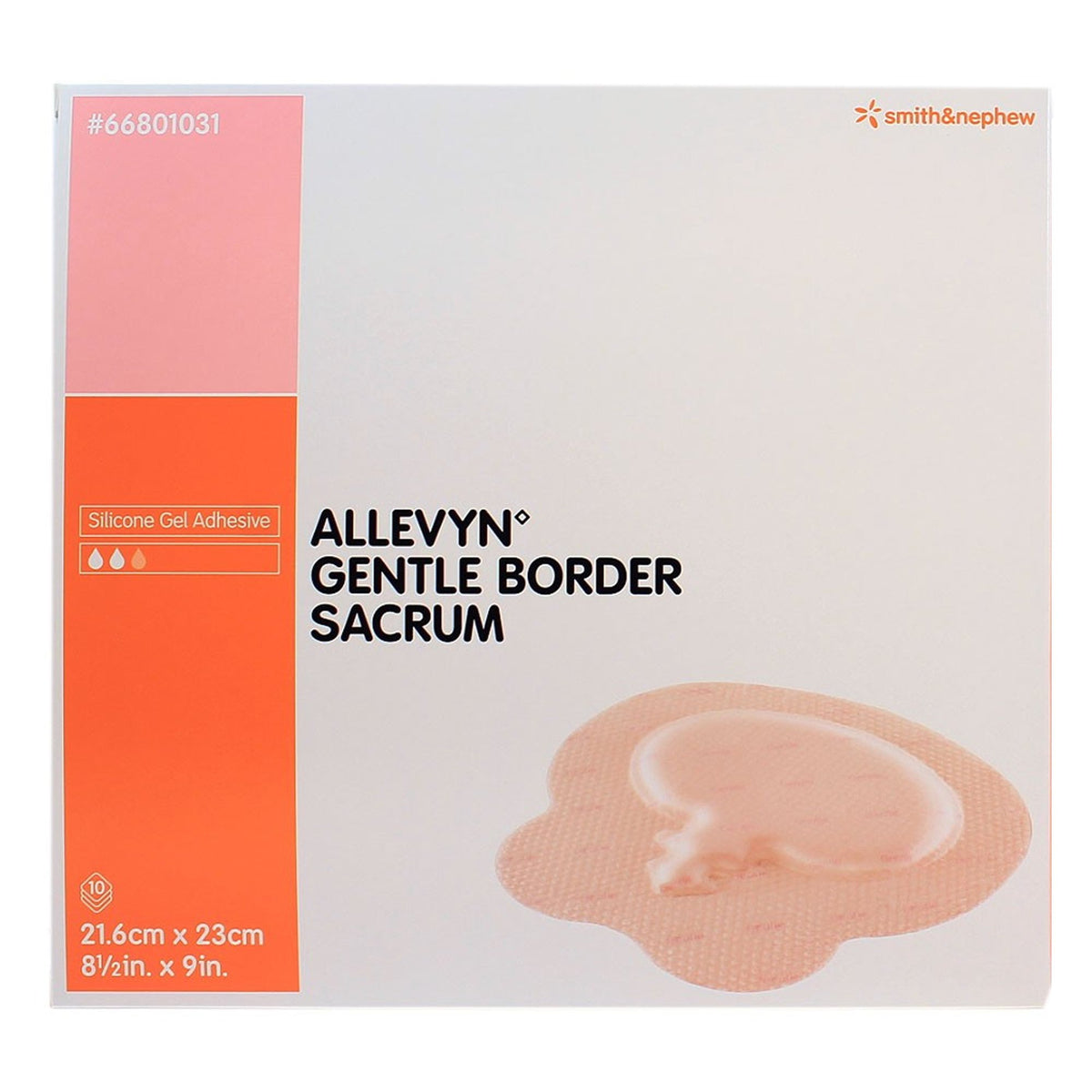 Allevyn Gentle Border Silicone Gel Adhesive, Pink, 8 x 9 Inch-Foam Dressing Allevyn Gentle Border 8-1/2 X 9 Inch With Border Film Backing Silicone Gel Adhesive Sacral Sterile