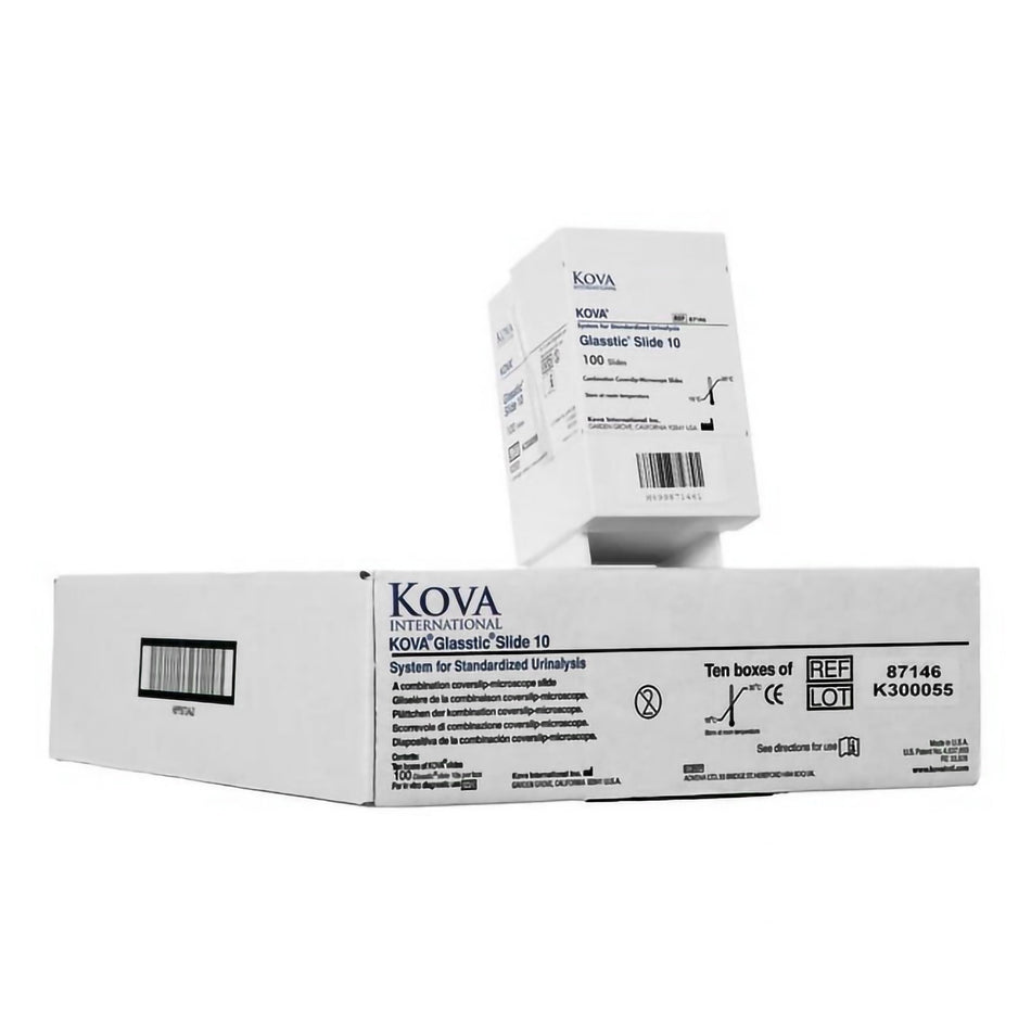 KOVA Glasstic Disposable Microscope Slide For Urinalysis, 10 Chambers, Hemocytometer-Type Grid-Urinalysis Microscope Slide KOVA Plastics Glasstic Plain