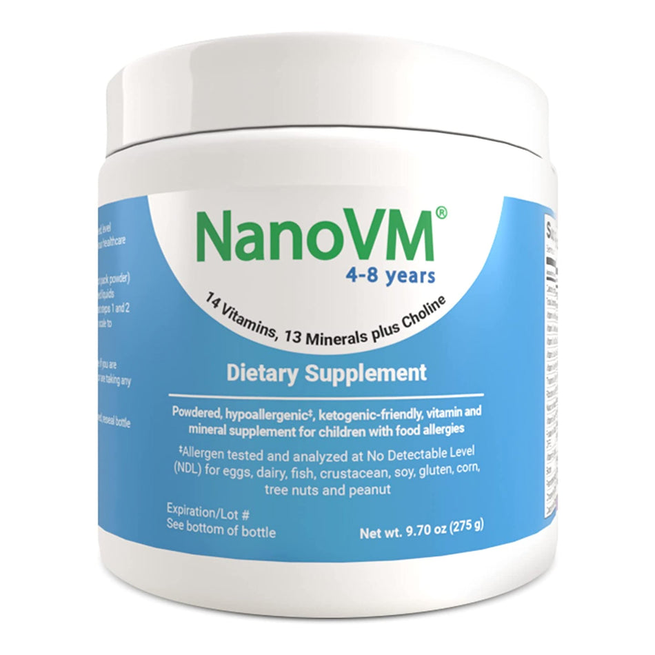 NanoVM� Dietary Supplement for 4 � 8 Years, 275-gram Jar-Pediatric Oral Supplement NanoVM� 4 - 8 Years Unflavored 275 Gram Jar Powder Vitamins / Minerals Food Allergies