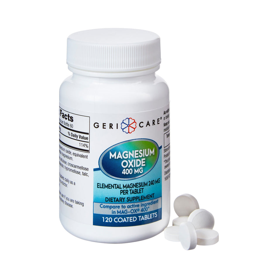 Geri-Care Magnesium Oxide Mineral Supplement-Mineral Supplement Geri-Care Magnesium Oxide 400 mg Strength Tablet 120 per Bottle