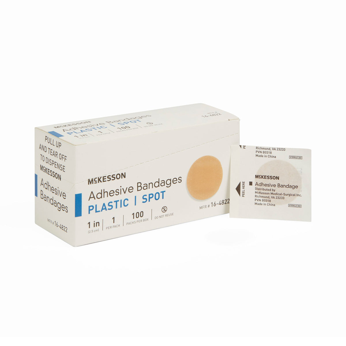 McKesson Round Tan Adhesive Spot Bandage, 1 Inch-Adhesive Spot Bandage McKesson 1 Inch Plastic Round Tan Sterile