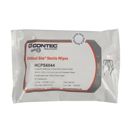 Contec Critical Site Sterile Surface Disinfecting Wipes, 60 ct.-Contec Critical Site Surface Disinfectant Cleaner Premoistened Alcohol Based Manual Pull Wipe 60 Count Soft Pack Sterile