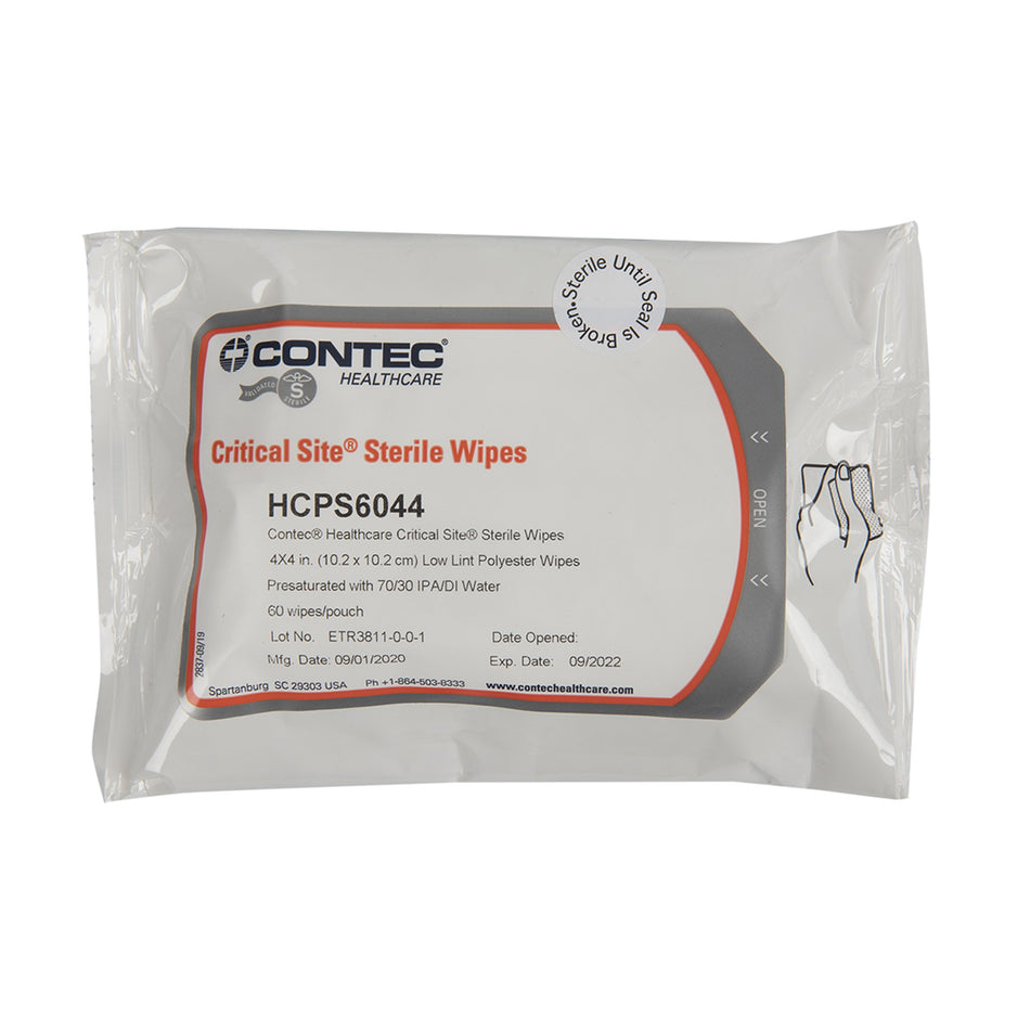 Contec Critical Site Sterile Surface Disinfecting Wipes, 60 ct.-Contec Critical Site Surface Disinfectant Cleaner Premoistened Alcohol Based Manual Pull Wipe 60 Count Soft Pack Sterile