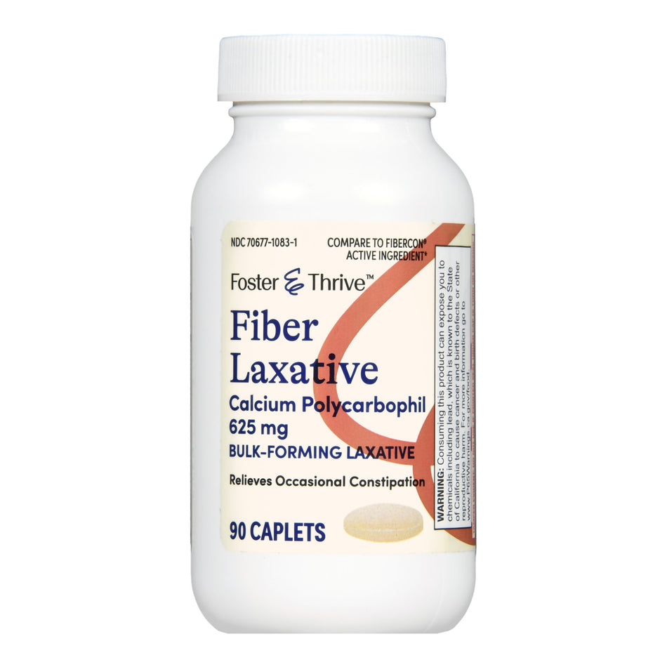 Foster & Thrive Fiber Laxative Calcium Polycarbophil 625 mg Caplets-Laxative Foster & Thrive Unflavored Caplet 90 per Bottle 625 mg Strength Calcium Polycarbophil