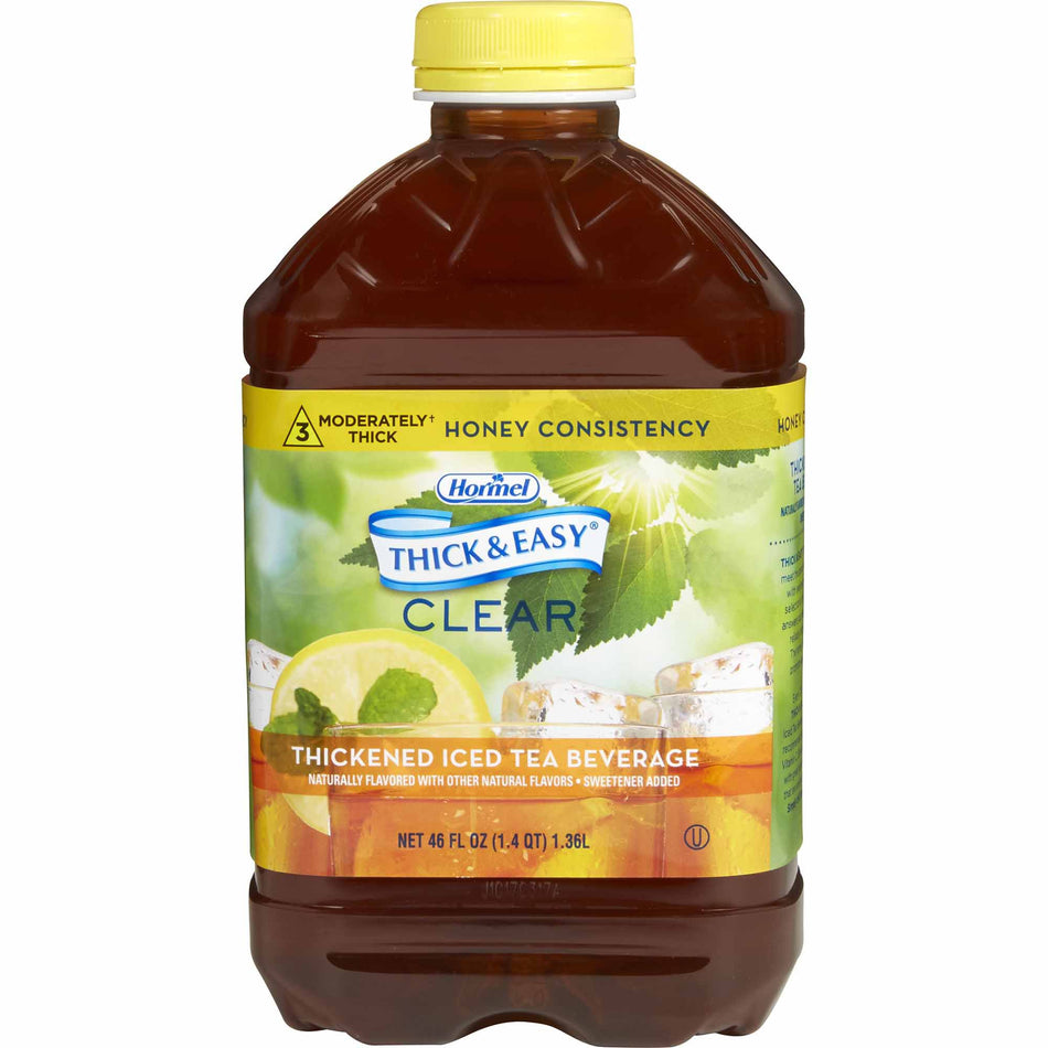 Thick & Easy Clear Honey Consistency Iced Tea Thickened Beverage, 46-ounce bottle-Thickened Beverage Thick & Easy 46 oz. Bottle Iced Tea Flavor Liquid IDDSI Level 3 Moderately Thick/Liquidized