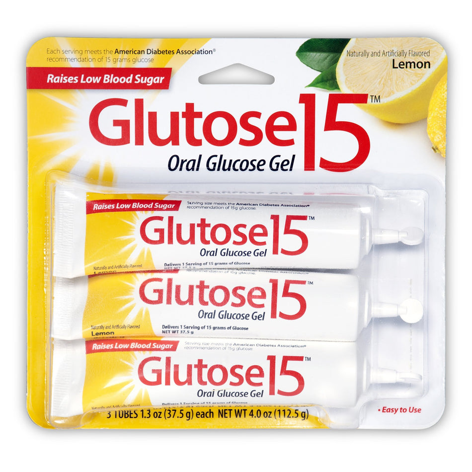 Perrigo Lemon Glucose Supplement-Glucose Supplement Glutose 15 3 per Pack Gel Lemon Flavor