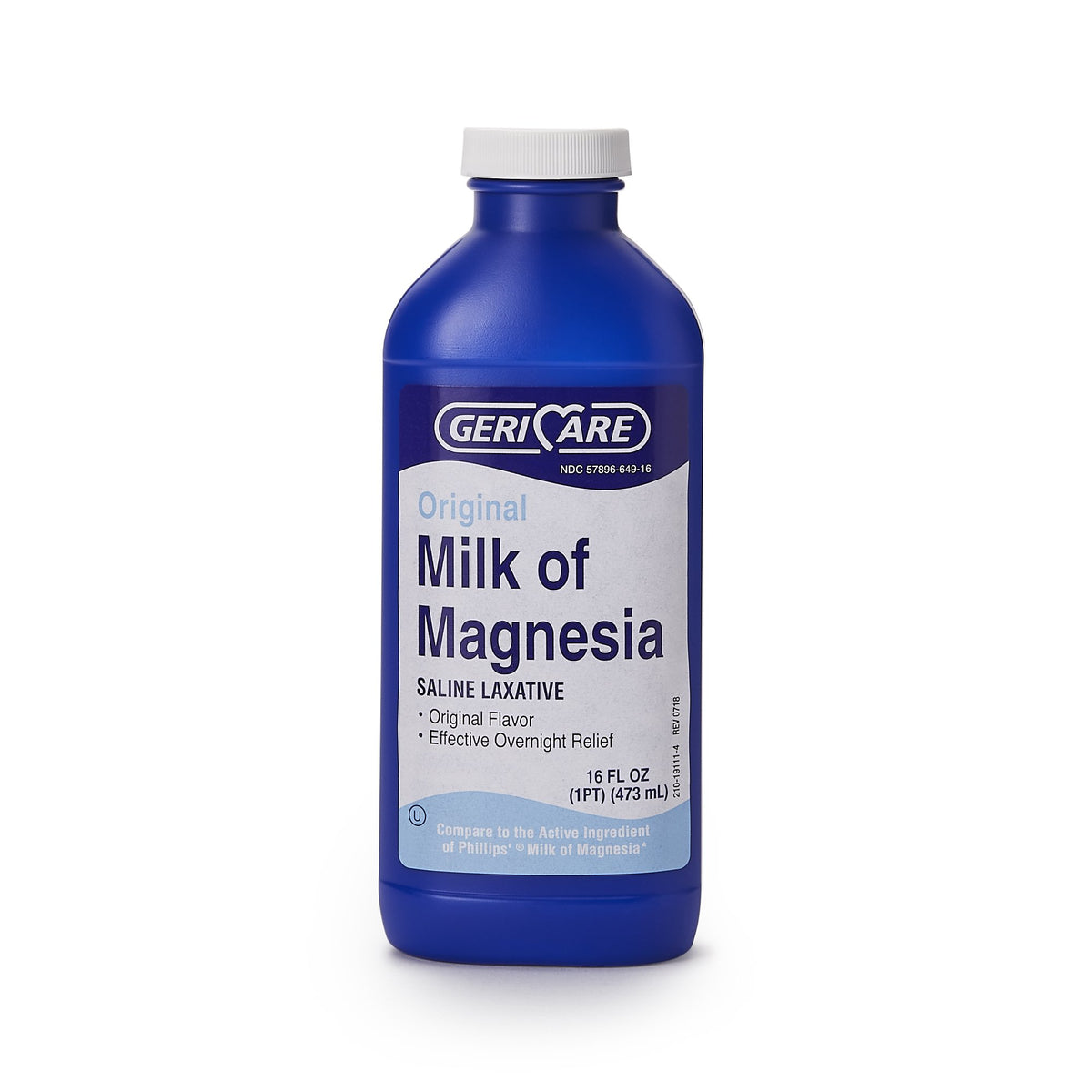 Geri-Care Magnesium Hydroxide Laxative-Laxative Geri-Care Original Flavor Oral Suspension 16 oz. 400 mg / 5 mL Strength Magnesium Hydroxide