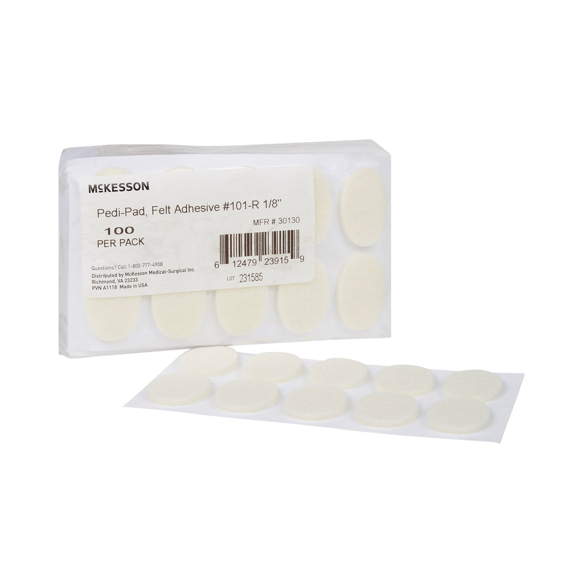 McKesson Pedi-Pad Protective Pad, Size 101 Regular-Protective Pad McKesson Pedi-Pad Size 101-Regular Adhesive Foot