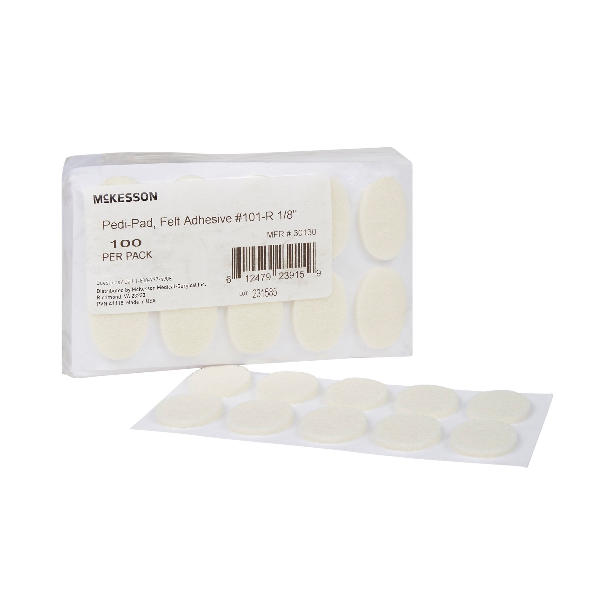 McKesson Pedi-Pad Protective Pad, Size 101 Regular-Protective Pad McKesson Pedi-Pad Size 101-Regular Adhesive Foot