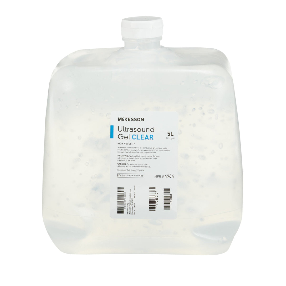 McKesson Ultrasound Gel, Clear, 5 Liters, Cubitainer, Ultrasound and Laser Transmission-Ultrasound Gel McKesson High Viscosity 5 Liter Jug NonSterile