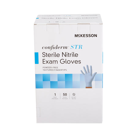 McKesson Confiderm STR Nitrile Exam Glove, Extra Large, Blue-Exam Glove McKesson Confiderm STR X-Large Sterile Pair Nitrile Standard Cuff Length Textured Fingertips Blue Not Rated