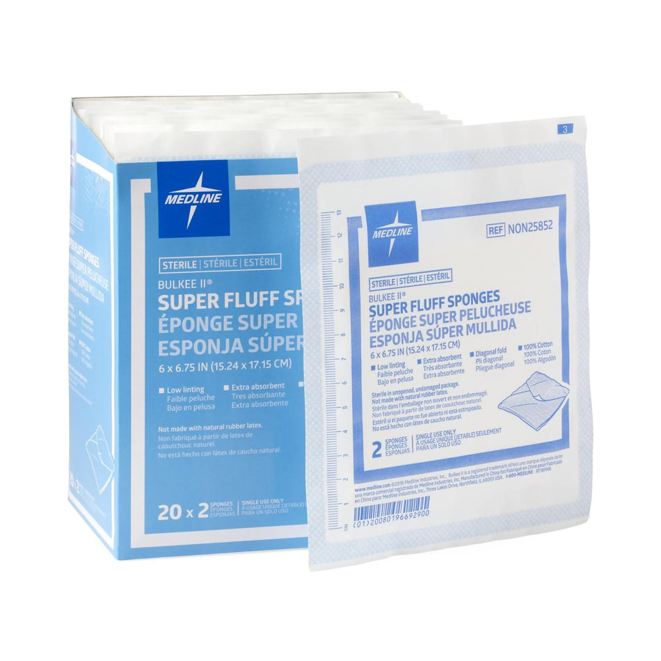 Bulkee� Sterile Fluff Dressing, 6 x 6-3/4 Inch, 6-Ply-Fluff Dressing Bulkee II� 6 X 6-3/4 Inch 6-Ply Sterile 2 per Pack