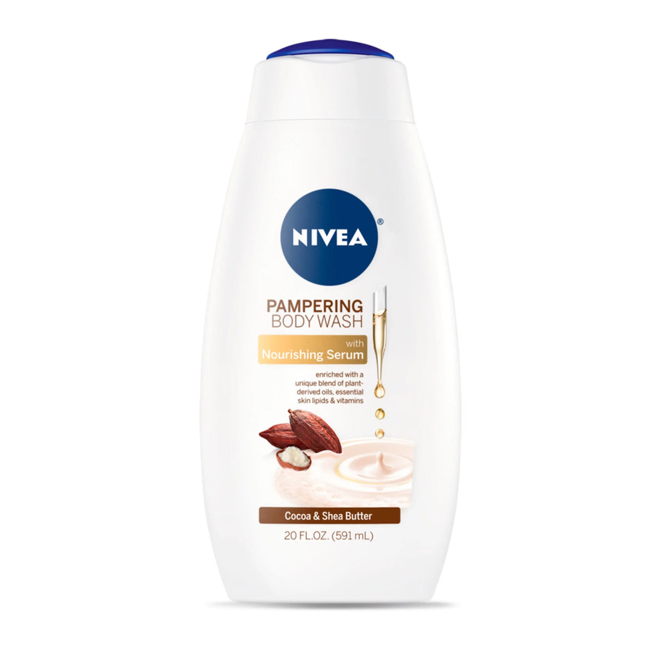 Nivea� Pampering Body Wash with Nourishing Serum, 20 oz.-Body Wash Nivea� Pampering Body Wash with Nourishing Serum Cream 20 oz. Bottle Cocoa / Shea Butter Scent