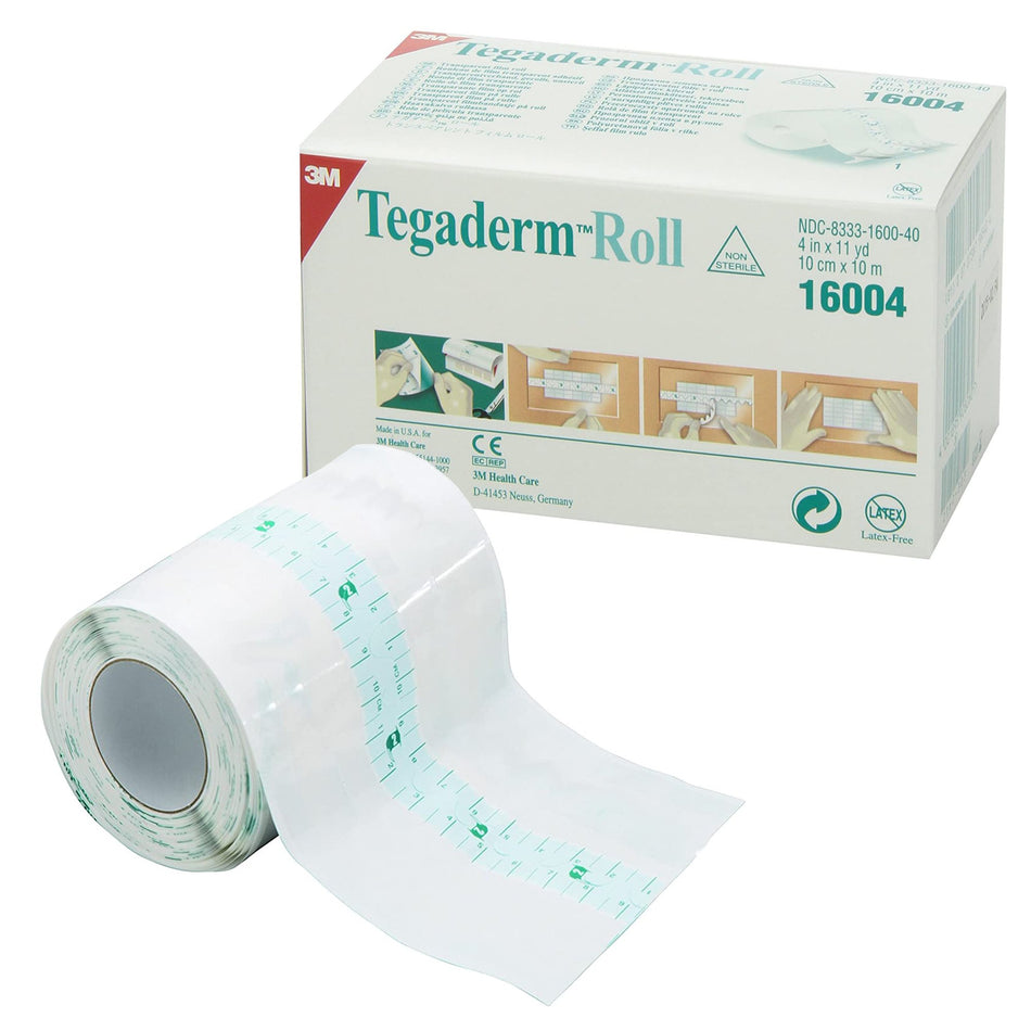 3M� Tegaderm� Transparent Film Dressing Roll, 4 Inch x 11 Yard-Transparent Film Dressing 3M� Tegaderm� 4 Inch X 11 Yard 2 Tab Delivery Roll NonSterile