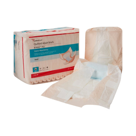 Wings Plus Heavy Absorbency Incontinence Brief, Small-Unisex Adult Incontinence Brief Wings Plus Quilted Small Disposable Heavy Absorbency