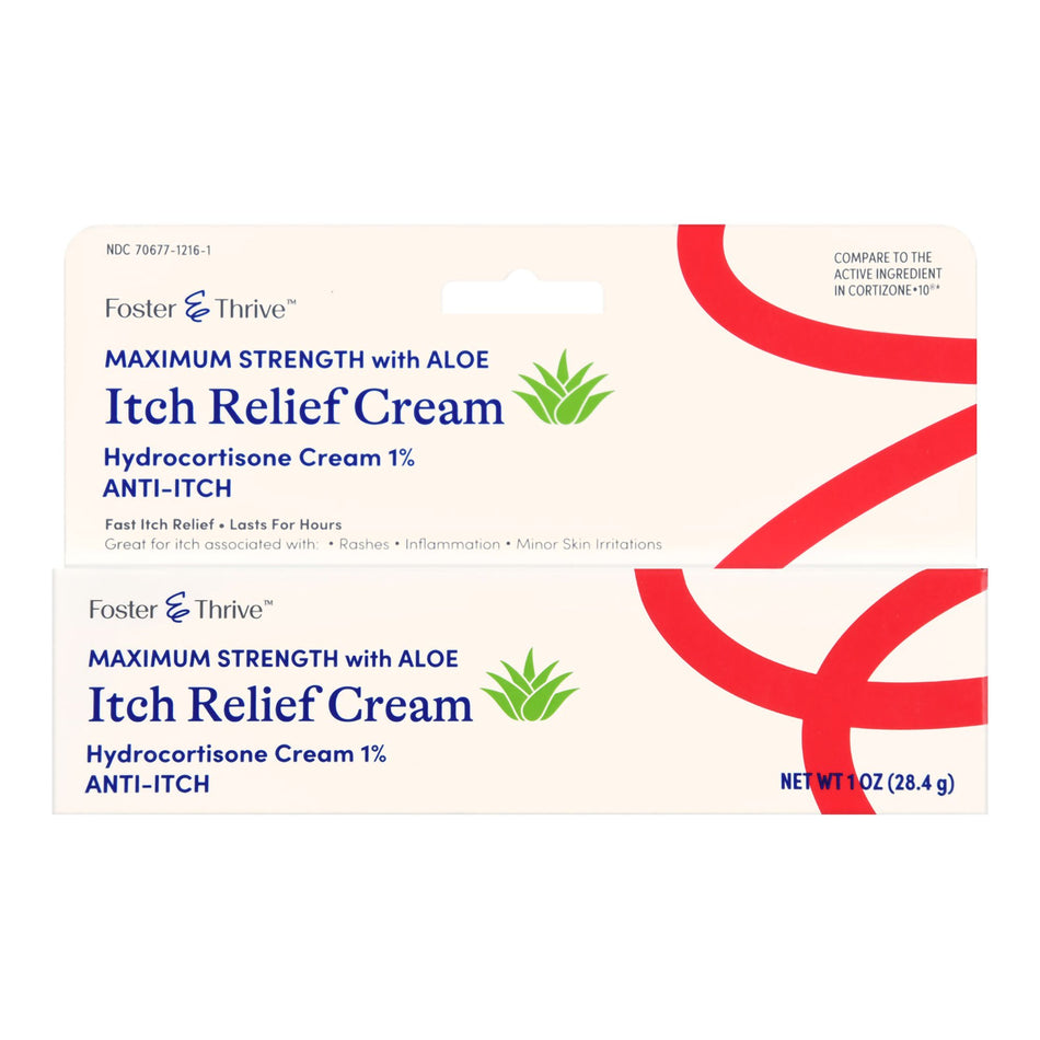 Foster & Thrive� Hydrocortisone Cream with Aloe, 1-ounce tube-Itch Relief Foster & Thrive� 1% Strength Cream 1 oz. Tube
