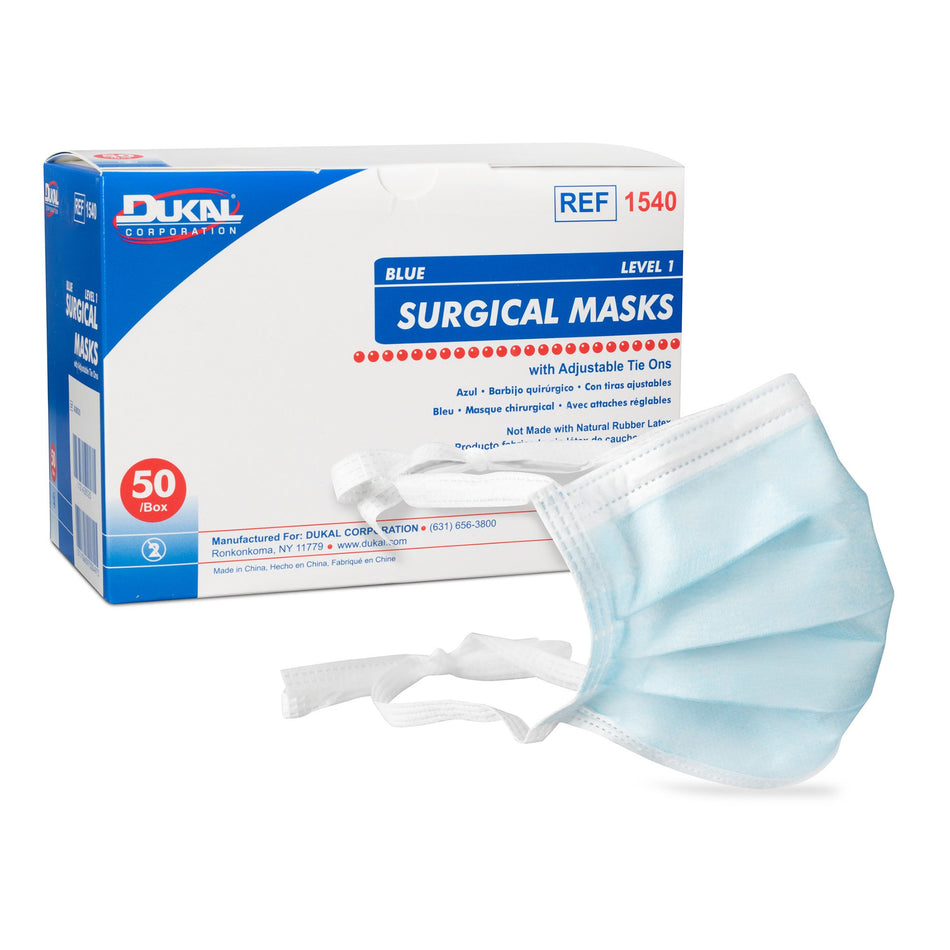 Dukal Surgical Mask-Surgical Mask Dukal ASTM Level 1 Tie Closure One Size Fits Most