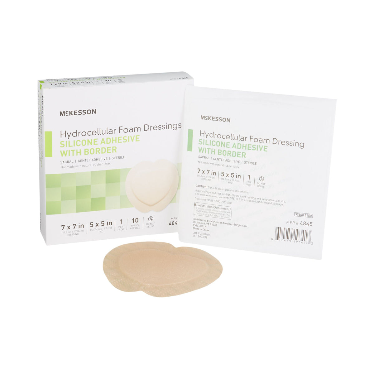 McKesson Silicone Adhesive with Border Silicone Foam Dressing, 7 x 7 Inch Sacral - Wound Care>Advanced Wound Care>Foam Dre...
