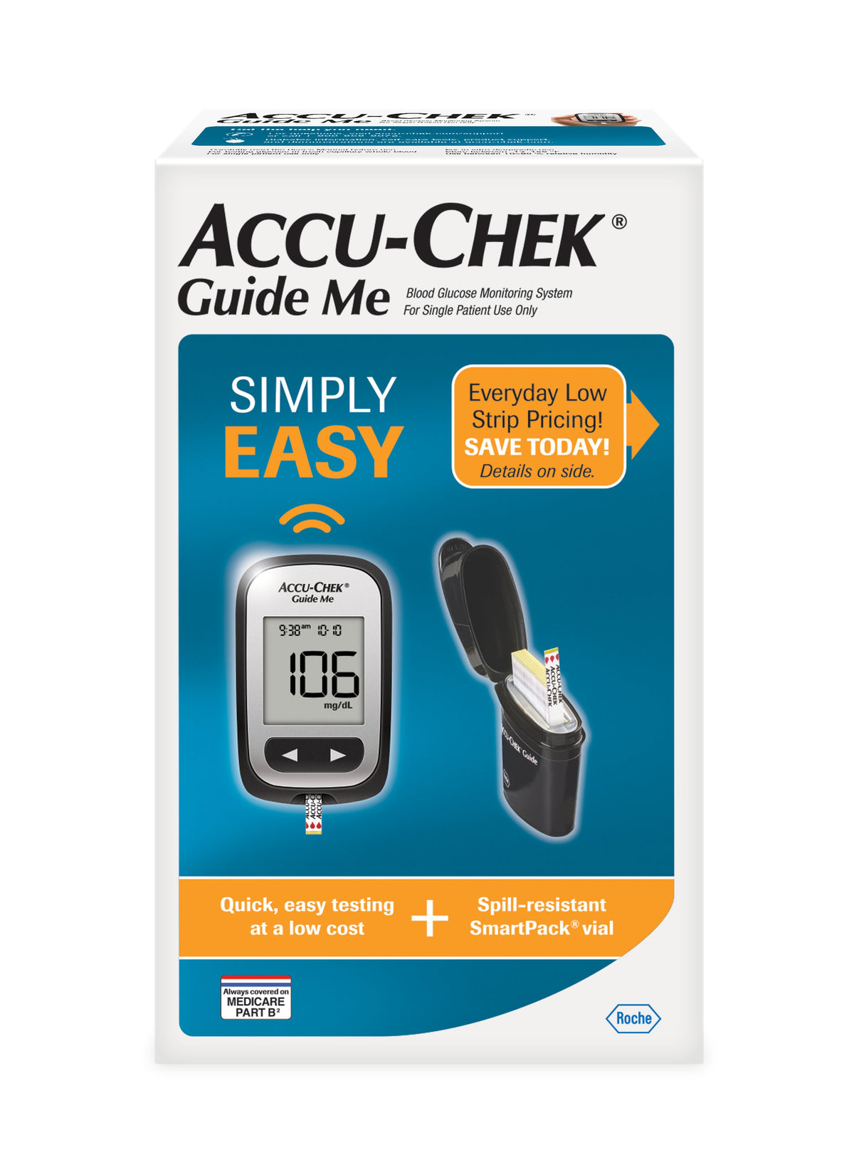 Accu-Chek Blood Glucose System Self Test Kit-Blood Glucose Meter Accu-Chek 5 Second Results No Coding Required