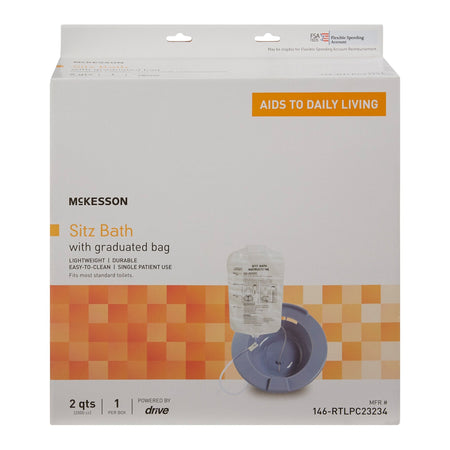 McKesson Round Sitz Bath, 2000 mL Capacity-"Sitz Bath McKesson Round Gray Plastic 2000 mL Bag Graduated, 500 mL Increments up to 2000 mL"