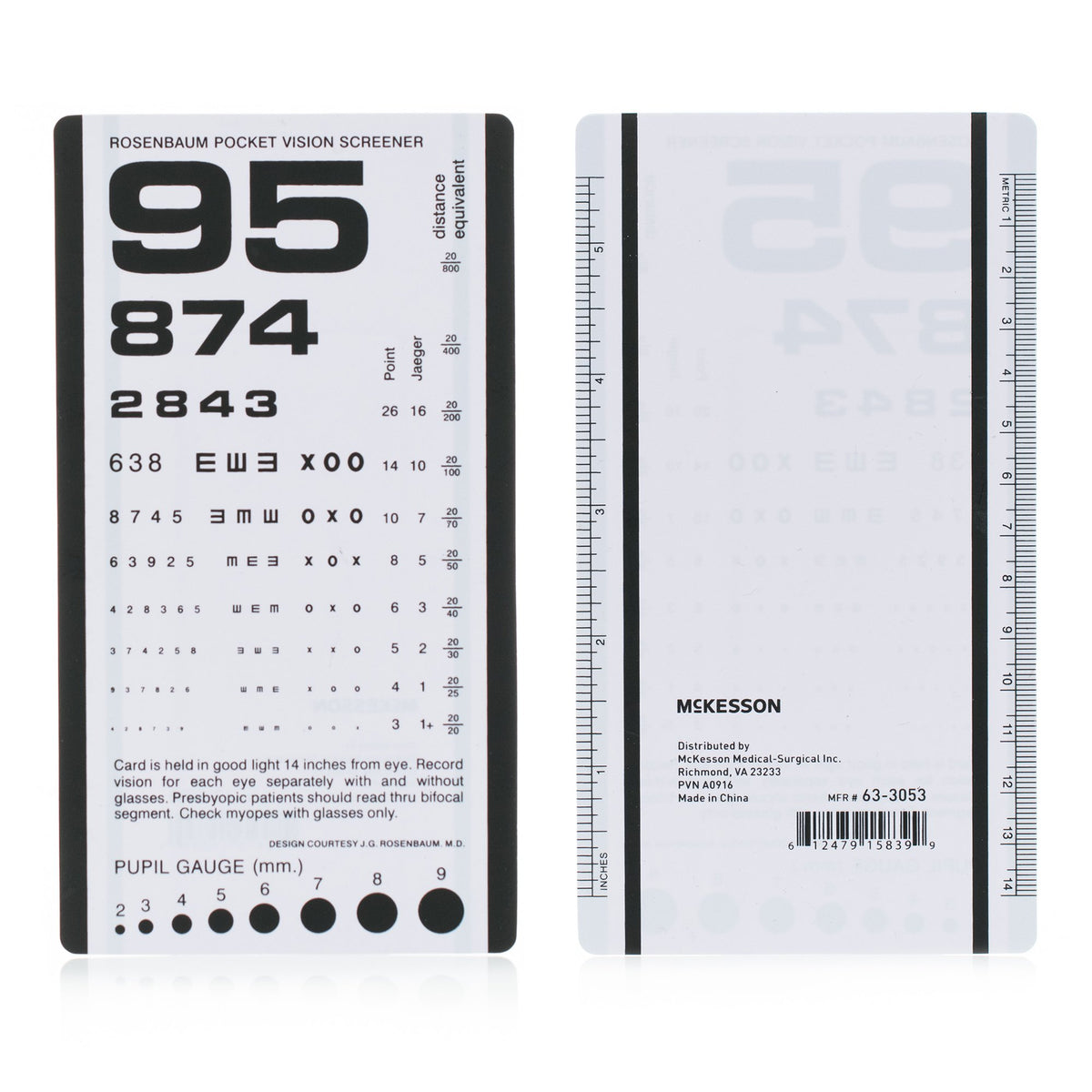 McKesson Eye Test Chart-Eye Chart McKesson 14 Inch Distance Acuity Test