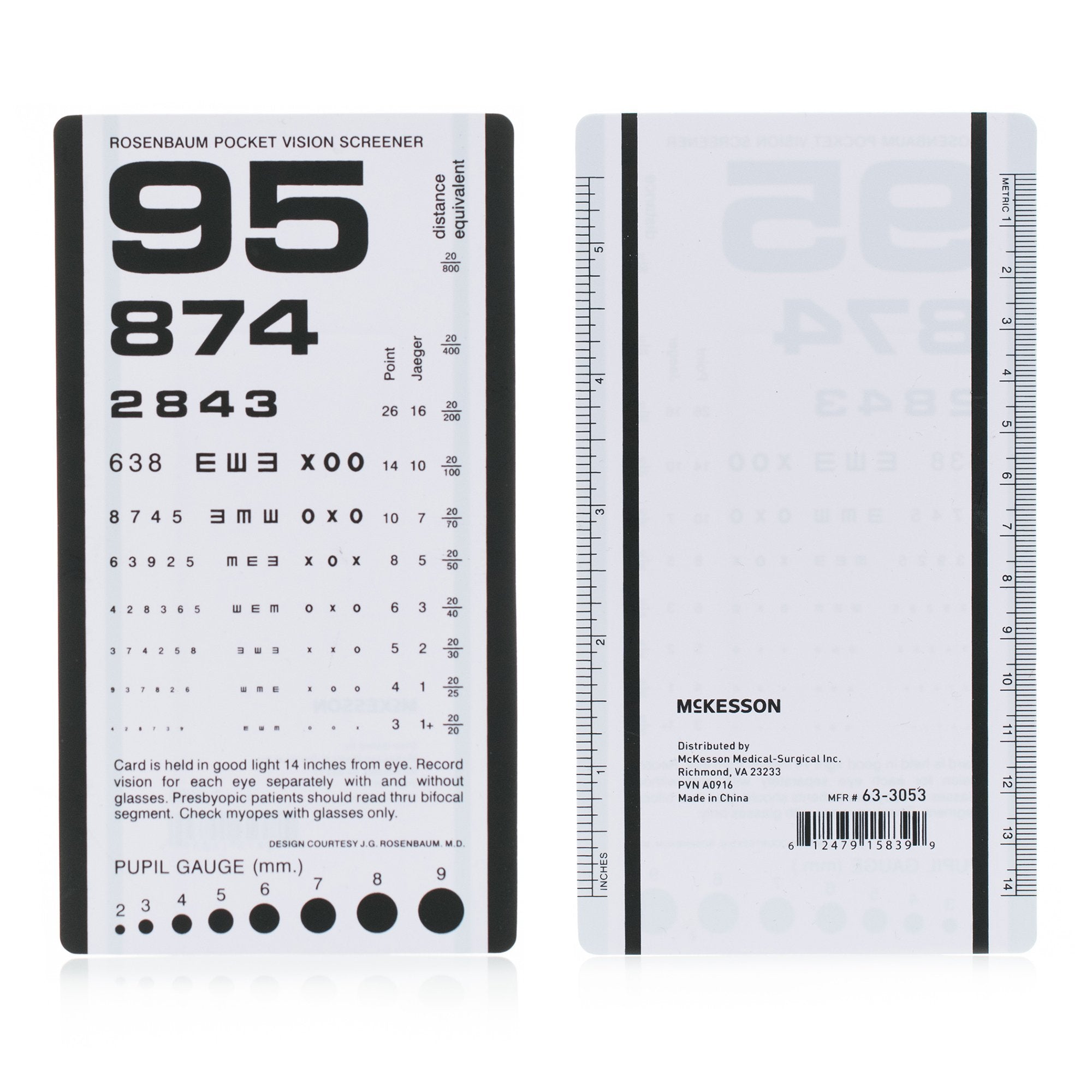 McKesson Eye Test Chart-Eye Chart McKesson 14 Inch Distance Acuity Test
