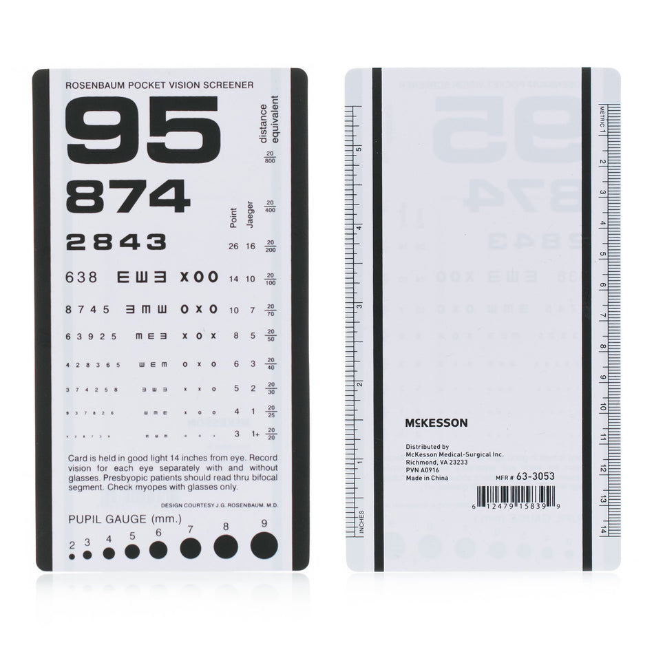 McKesson Eye Test Chart-Eye Chart McKesson 14 Inch Distance Acuity Test