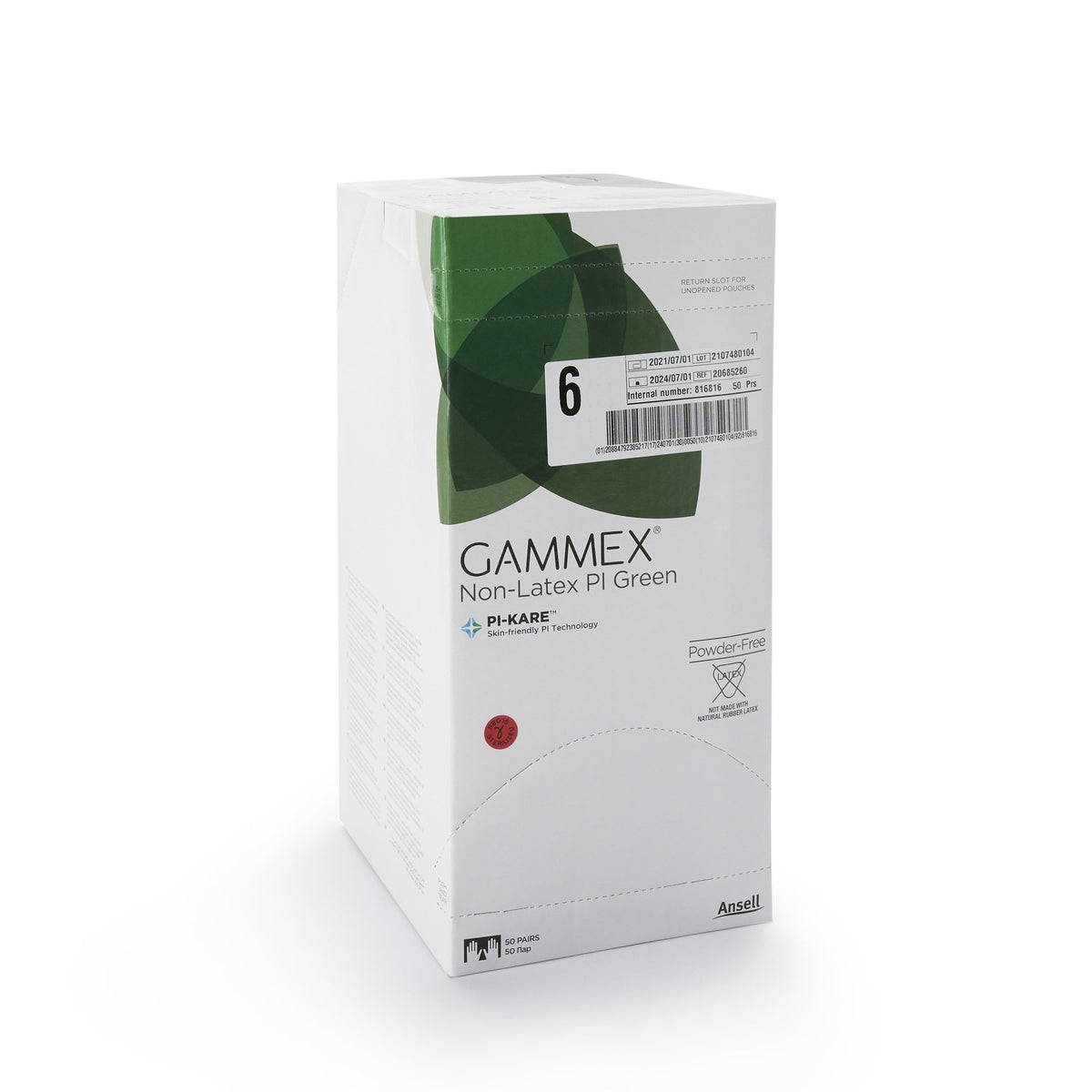 Gammex® Non-Latex PI Green Polyisoprene Surgical Glove, Size 6, Light Green - Gloves>Surgical Gloves - Ansell