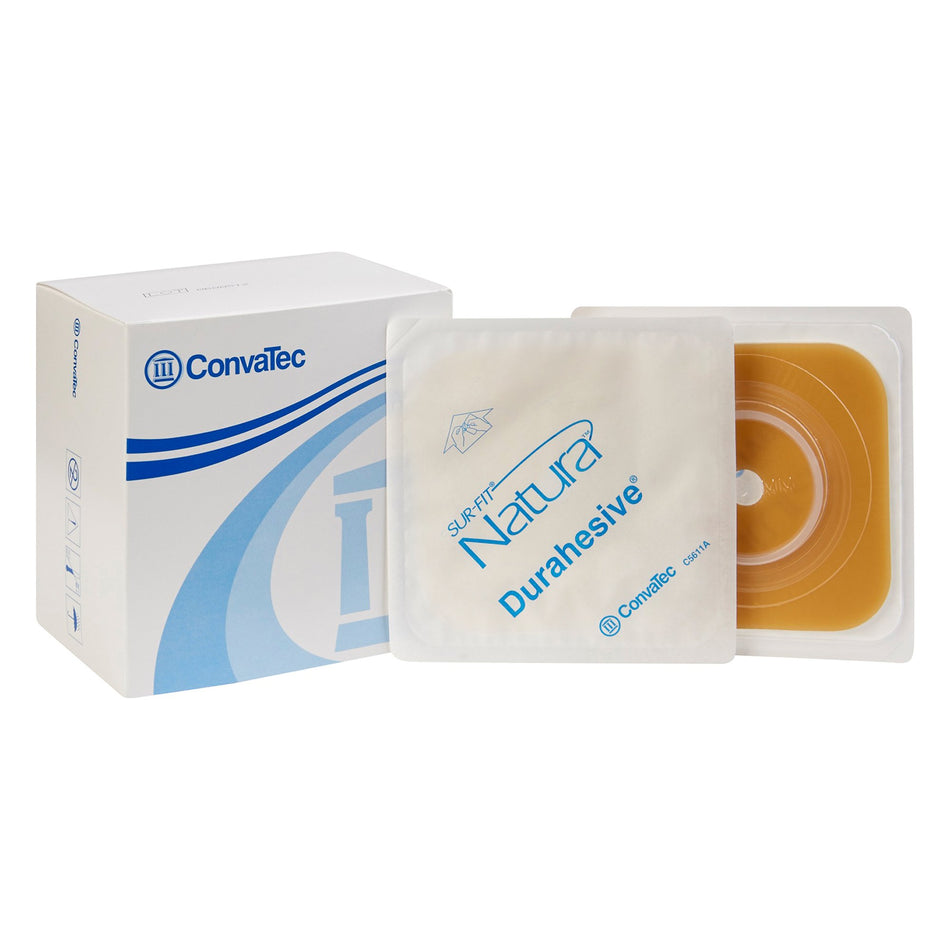 Sur-Fit Natura� Colostomy Barrier With 1-1� Inch Stoma Opening-"Ostomy Barrier Sur-Fit Natura� Trim to Fit, Extended Wear Durahesive� Without Tape 45 mm Flange Hydrocolloid 1 to 1-1/4 Inch Opening 4 X 4 Inch"