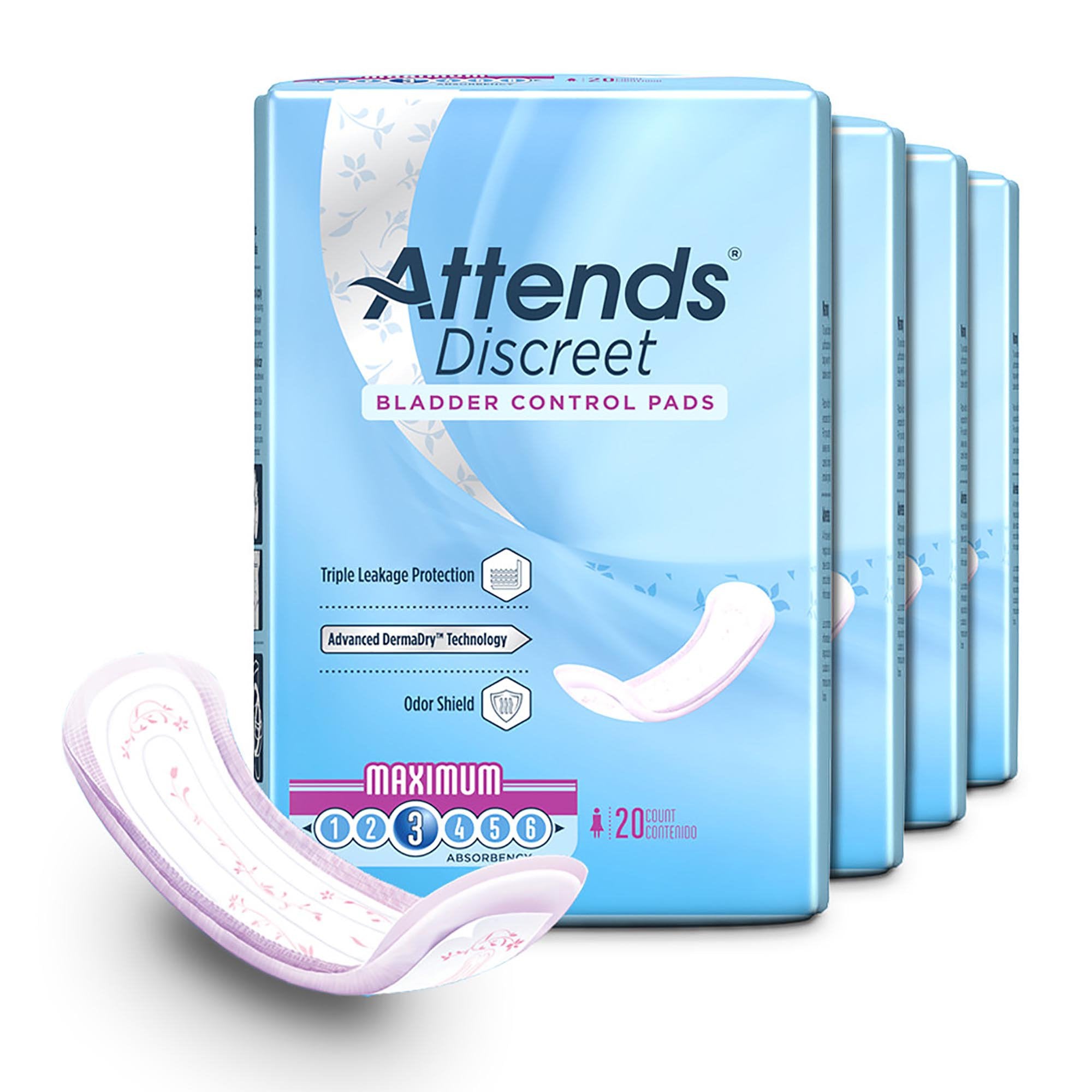 Attends® Discreet Women's Maximum Bladder Control Pad, 13-Inch Length - Incontinence>Incontinence Liners and Pads - Attend...