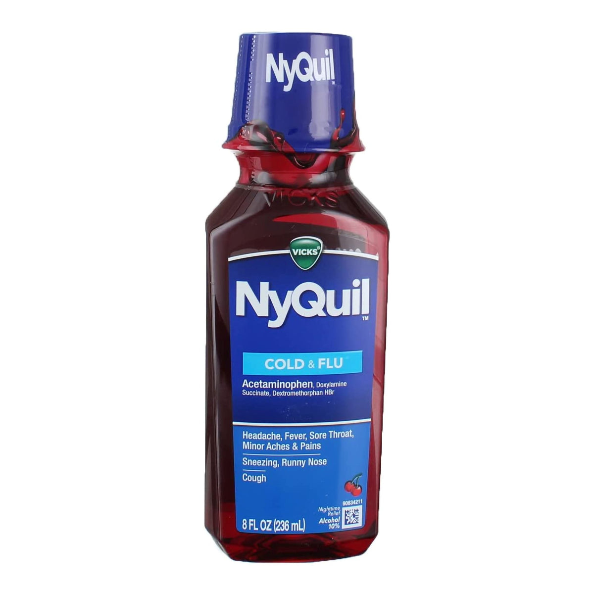Vicks NyQuil Cold & Flu Liquid-Cold and Cough Relief NyQuil Cold & Flu 650 mg - 30 mg - 12.5 mg / 30 mL Strength Liquid 8 oz.
