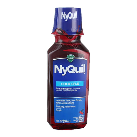 Vicks NyQuil Cold & Flu Liquid-Cold and Cough Relief NyQuil Cold & Flu 650 mg - 30 mg - 12.5 mg / 30 mL Strength Liquid 8 oz.
