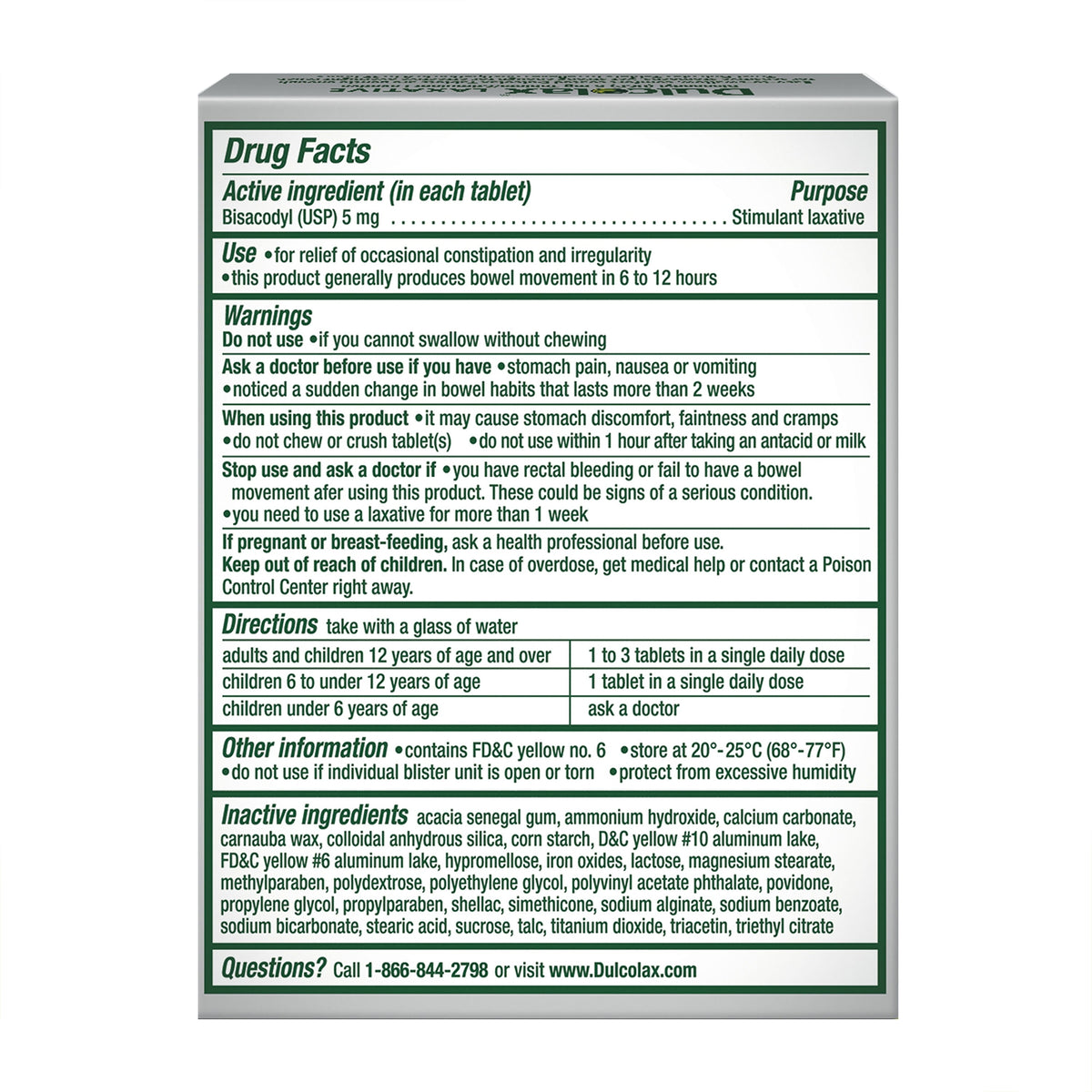 Dulcolax Bisacodyl Laxative-Laxative Dulcolax Tablet 25 per Box 5 mg Strength Bisacodyl USP