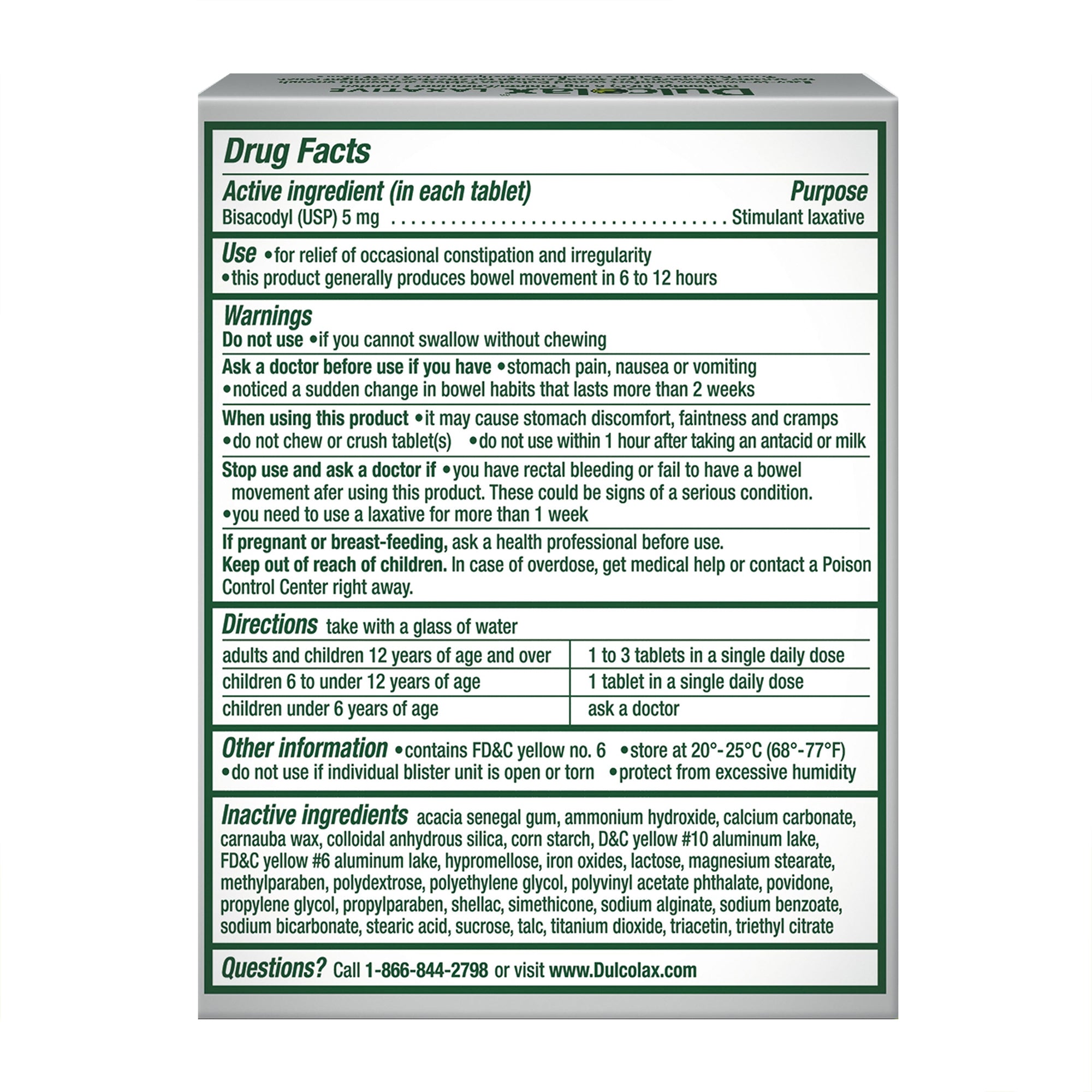 Dulcolax Bisacodyl Laxative-Laxative Dulcolax Tablet 25 per Box 5 mg Strength Bisacodyl USP