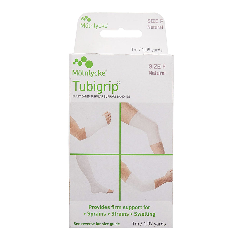 Tubigrip� Pull On Elastic Tubular Support Bandage, 1 Meter, Size F-Elastic Tubular Support Bandage Tubigrip� 4 Inch X 1 Yard Large Knee / Medium Thigh Pull On Natural NonSterile Size F Standard Compression