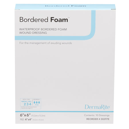 BorderedFoam Adhesive with Border Foam Dressing, 6 x 6 Inch-Foam Dressing BorderedFoam 6 X 6 Inch With Border Waterproof Backing Nonacrylic Adhesive Square Sterile