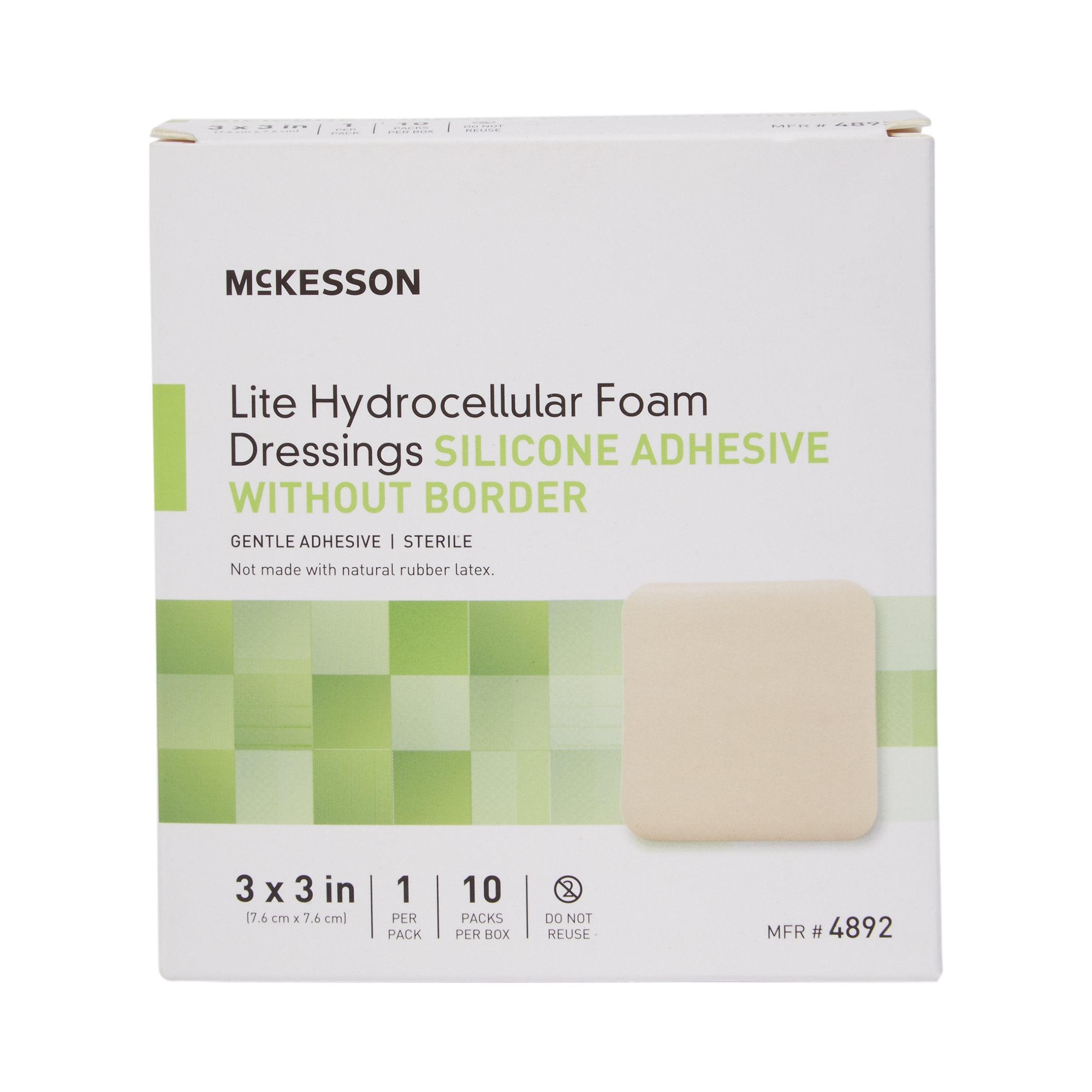 McKesson Lite Silicone Gel Adhesive without Border Thin Silicone Foam Dressing, 3 x 3 Inch-Thin Foam Dressing McKesson Lite 3 X 3 Inch Without Border Film Backing Silicone Gel Adhesive Square Sterile