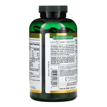 Nature's Bounty Fish Oil 1200 mg Dietary Supplement Softgels-"Omega 3 Supplement Nature's Bounty Fish Oil 1,200 mg Strength Softgel 320 per Bottle"