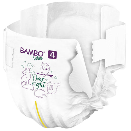 Bambo Nature Overnight Diapers, Size 4-Unisex Baby Diaper Bambo Nature Size 4 Disposable Heavy Absorbency